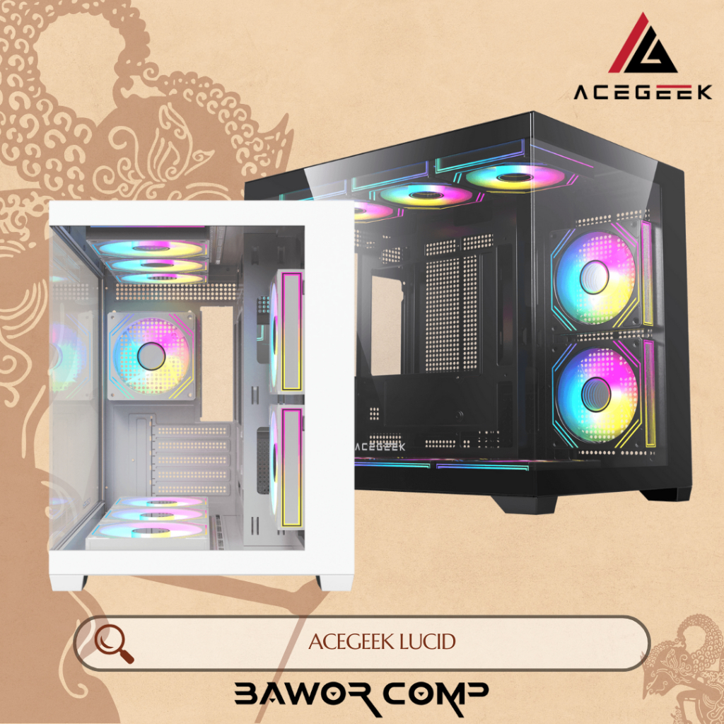 ACEGEEK LUCID BLACK / WHITE Casing PC M-ATX - Case CPU Gaming Micro ATX Hitam / Putih