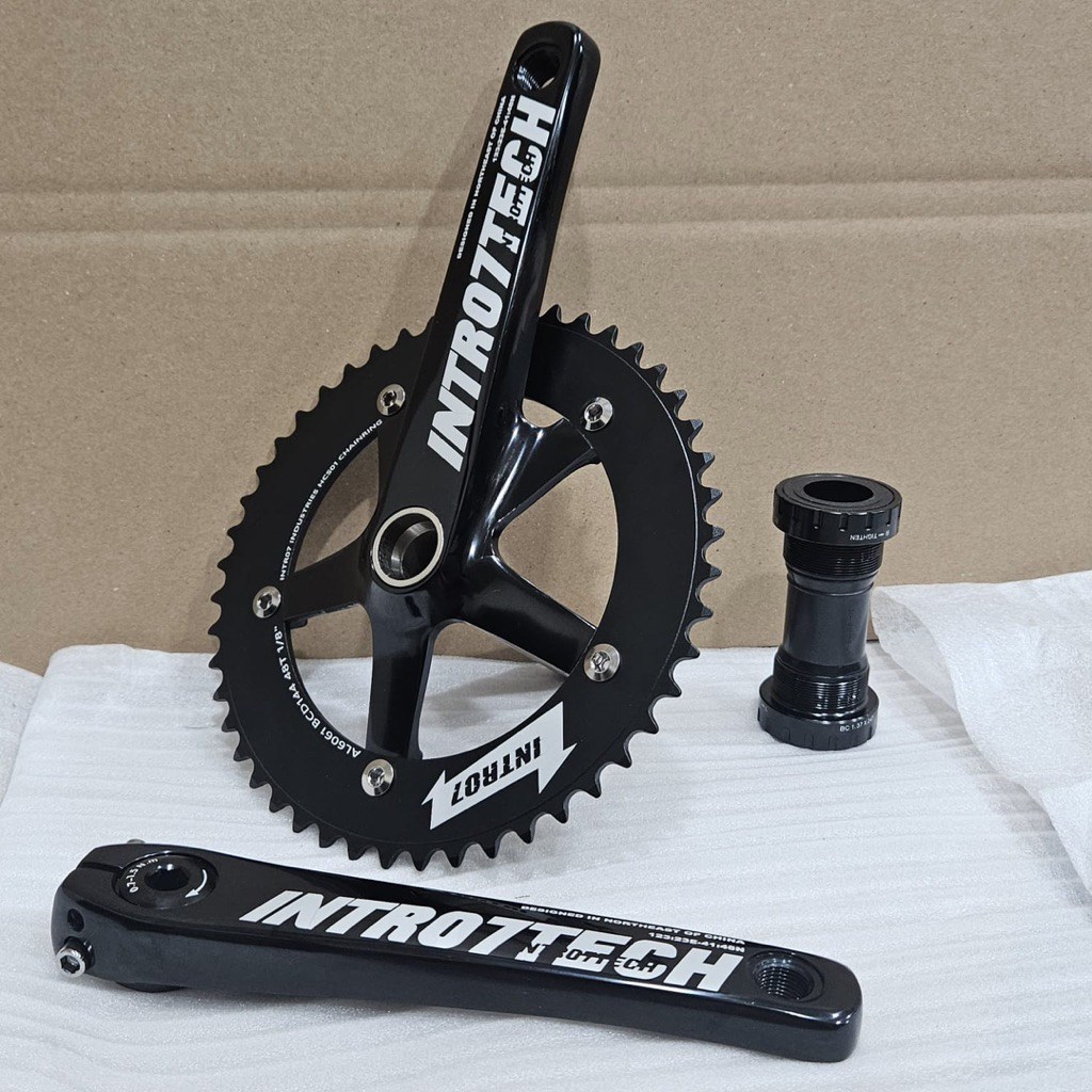 Crankset Intro7 Tech 48T dan 49T TRACK Panjang 170mm BCD144 Hollowtech BB HT2