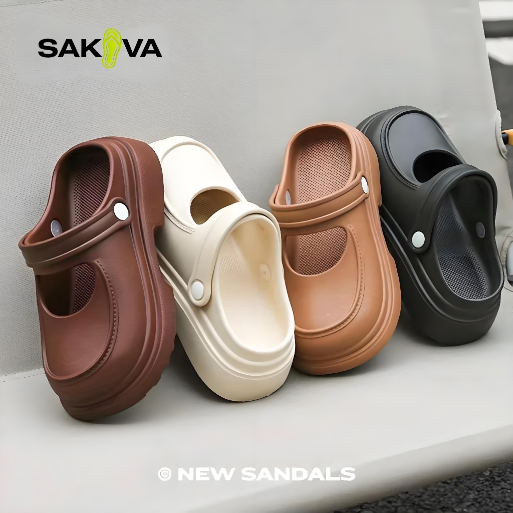 Sakovaa 2026 Sepatu Sandal WanitaPermata Platform Sandal Slop Cewek Size 36/37-40/41 Jelly Karet Mod