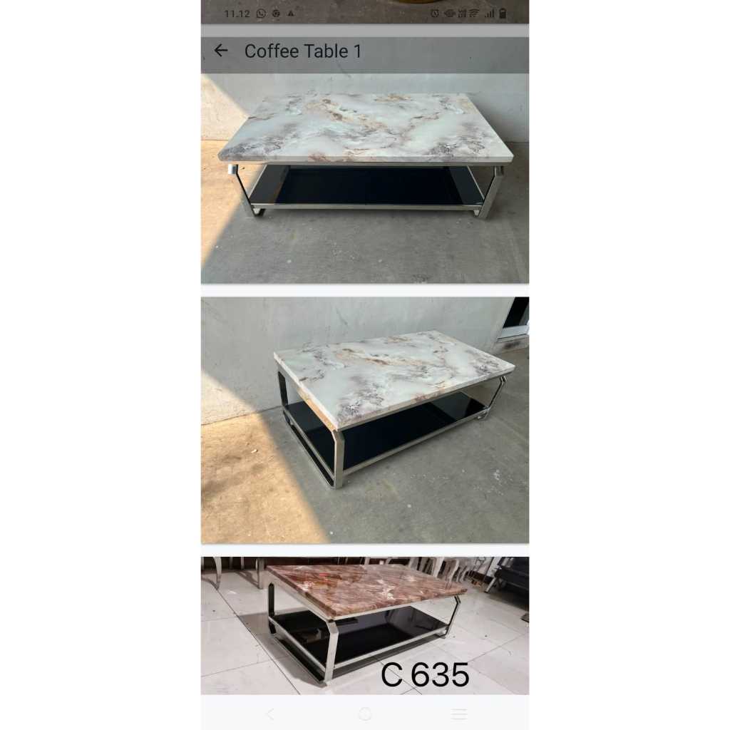 Meja Tamu Marmer 130 x 70 Bawah Kaca