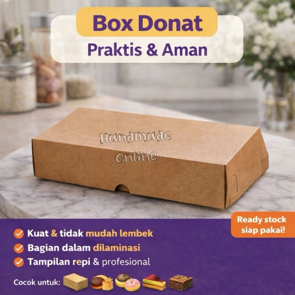 1 pc Dus Donat Polos Isi 3 dan 6 | Box Donat Kraft Tebal Laminasi | Ready Stock