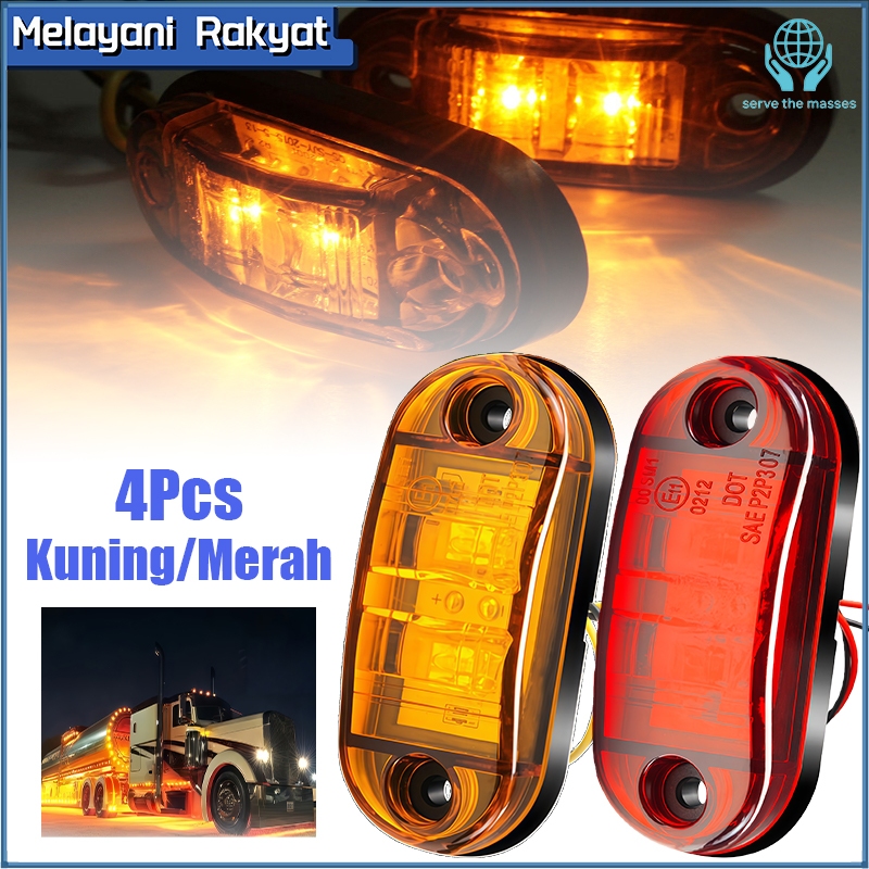 4pcs Truk Samping Lampu Bak Mobil Truk Bak Samping Warning Marker 12-24V