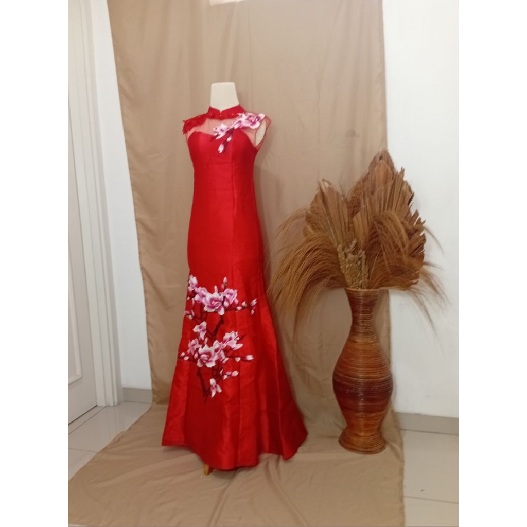 sewa gaun cheongsam merah-sewa gaun wedding dress
