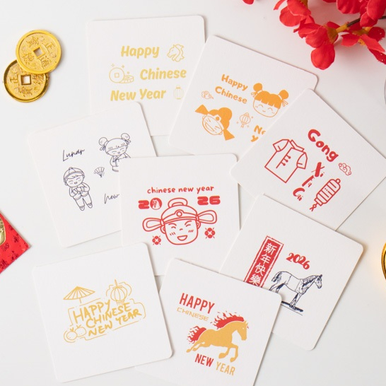 Tatakan Gelas Imlek 2026 | Coaster Paper Chinese New Year Tahun Kuda Api