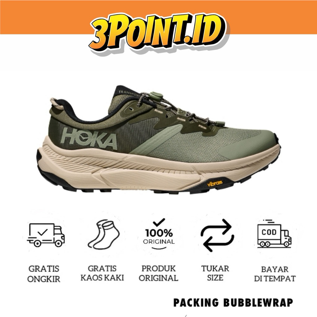 SEPATU HIKING TRAIL RUNNING HOKA ONE TRANSPORT SEA MOSS EUCALYPTUS ORIGINAL