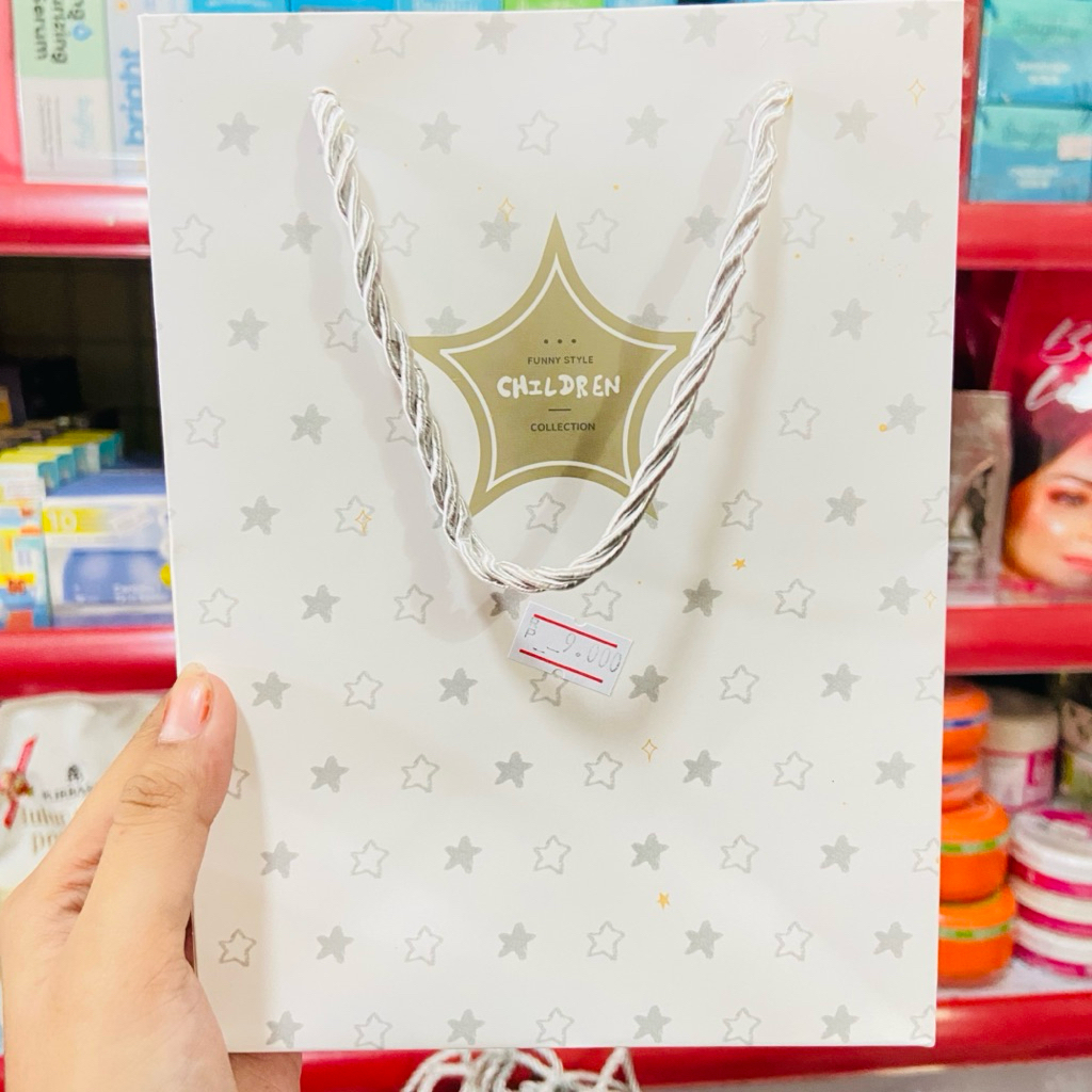 paper bag kecil motif putih random