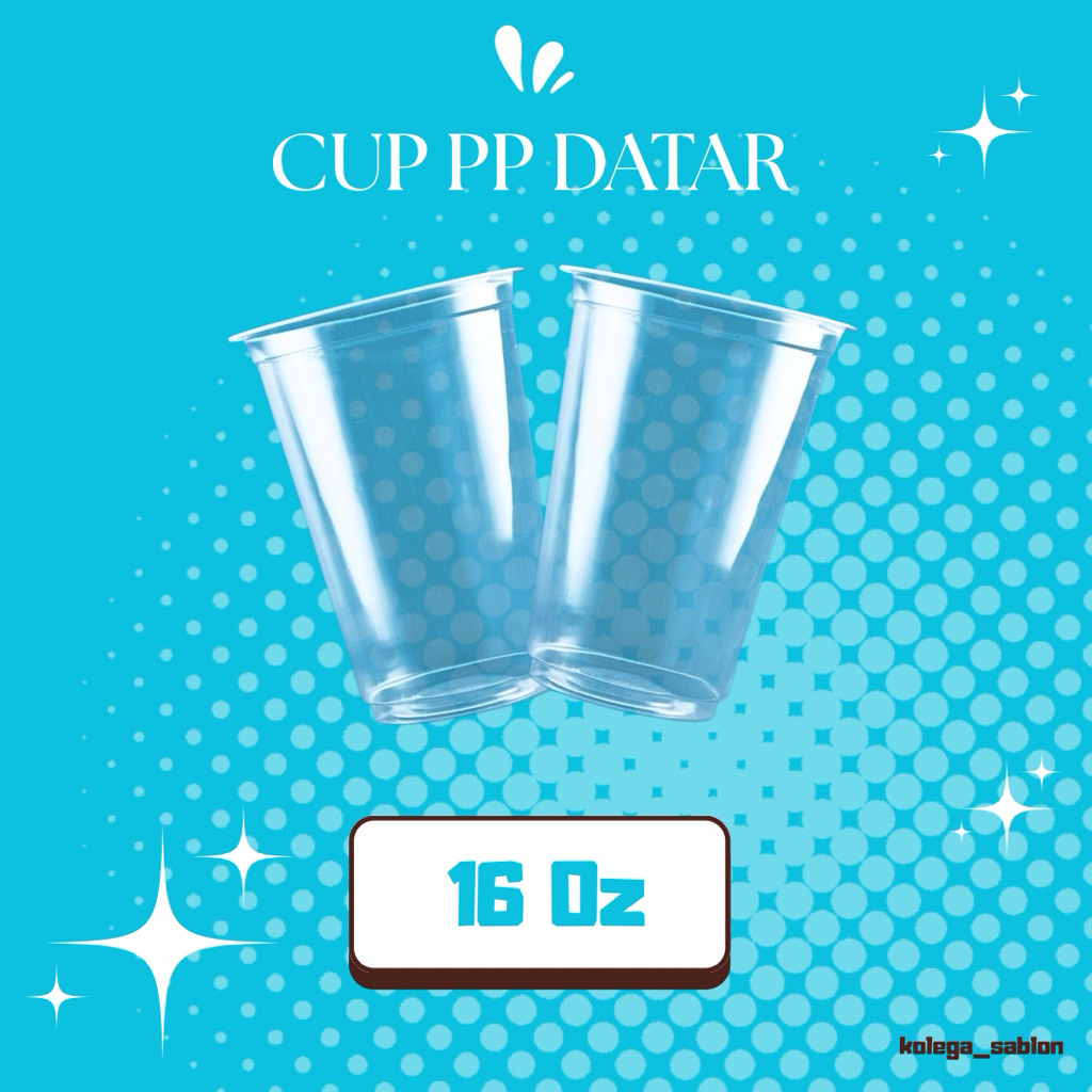 Cup Sablon Gelas Plastik 16oz Datar , Cup PP , Cup Gelas Plastik