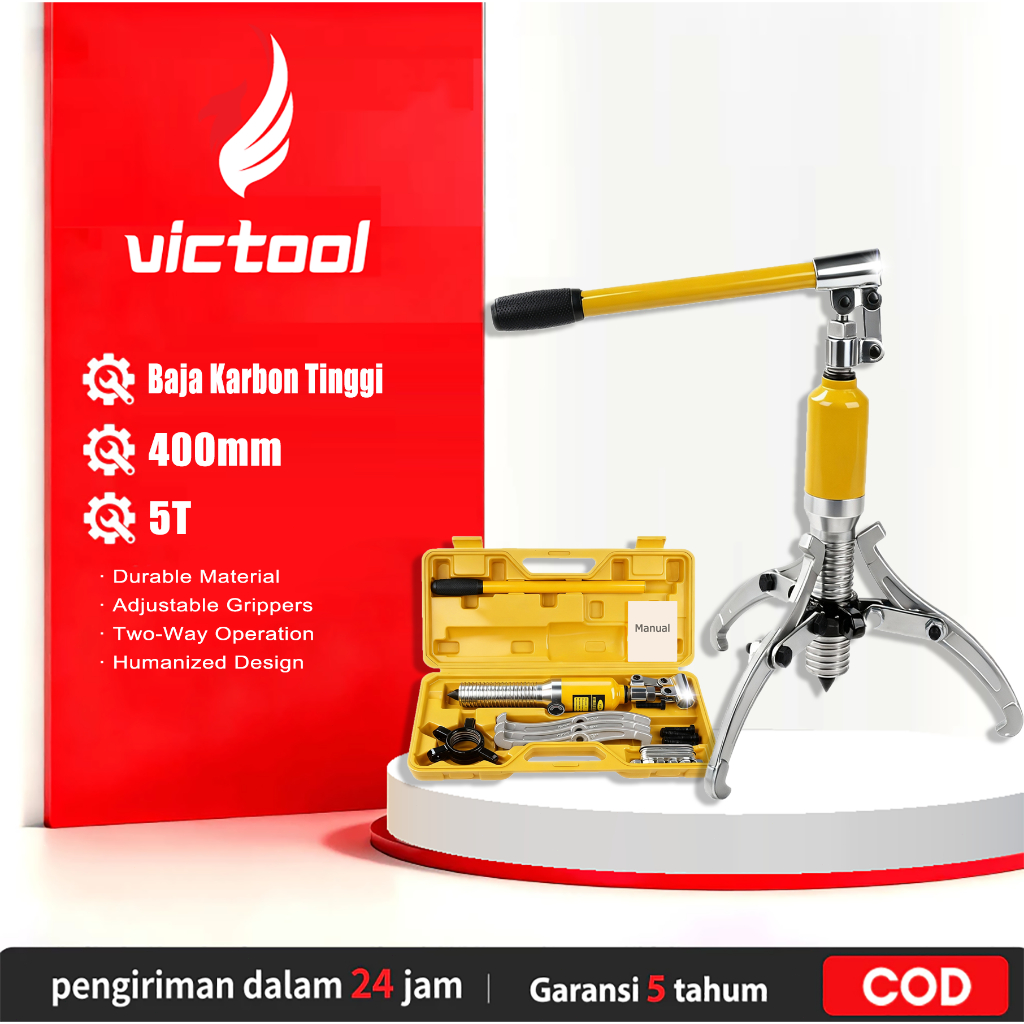 Victool Hydraulic Gear Puller Integral Hydraulic Pulley 5Ton/10Ton Wheel Bear Puller Hydraulic Gear 