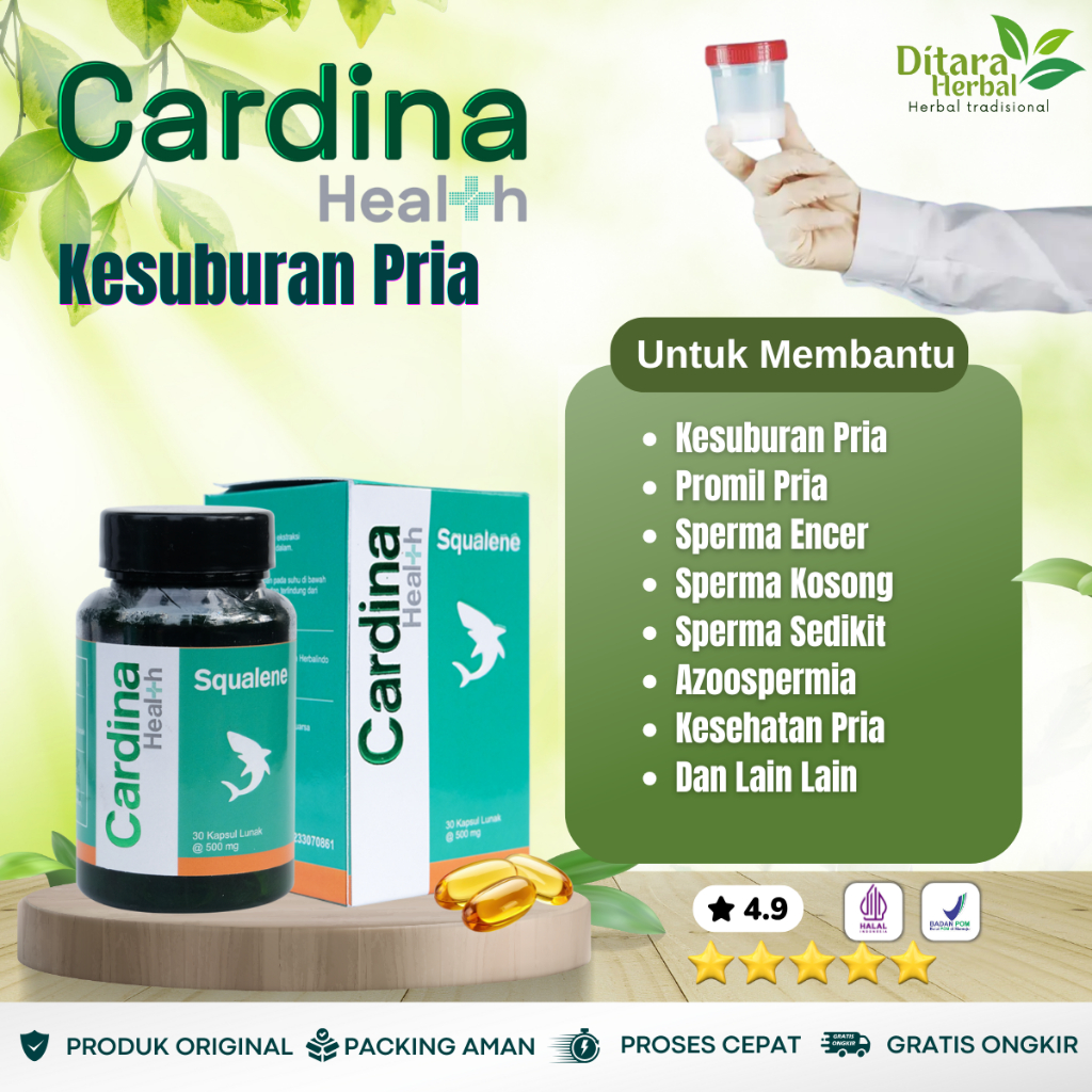 Cardina Health Squalene - Obat Kesuburan Pria, Sperma Encer, Sperma Kosong, Sperma Sedikit, Pengenta