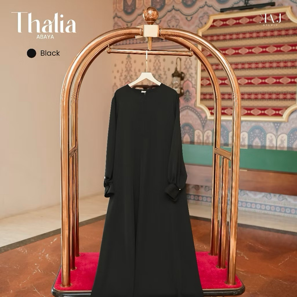 Preloved NAJ Studio - Thalia Abaya Nazlus Anti UV Gamis Umroh Khimar Black