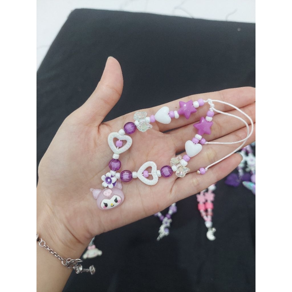 Bracelet Gelang Serut Lonceng Series Sanrio Kuromi Lilac || Tali Giok