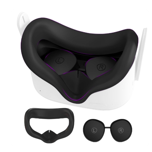 Face Pad Cover for Oculus Quest 2 with Lens Covers Protectors Washable VR Silicone Covers for Meta Q