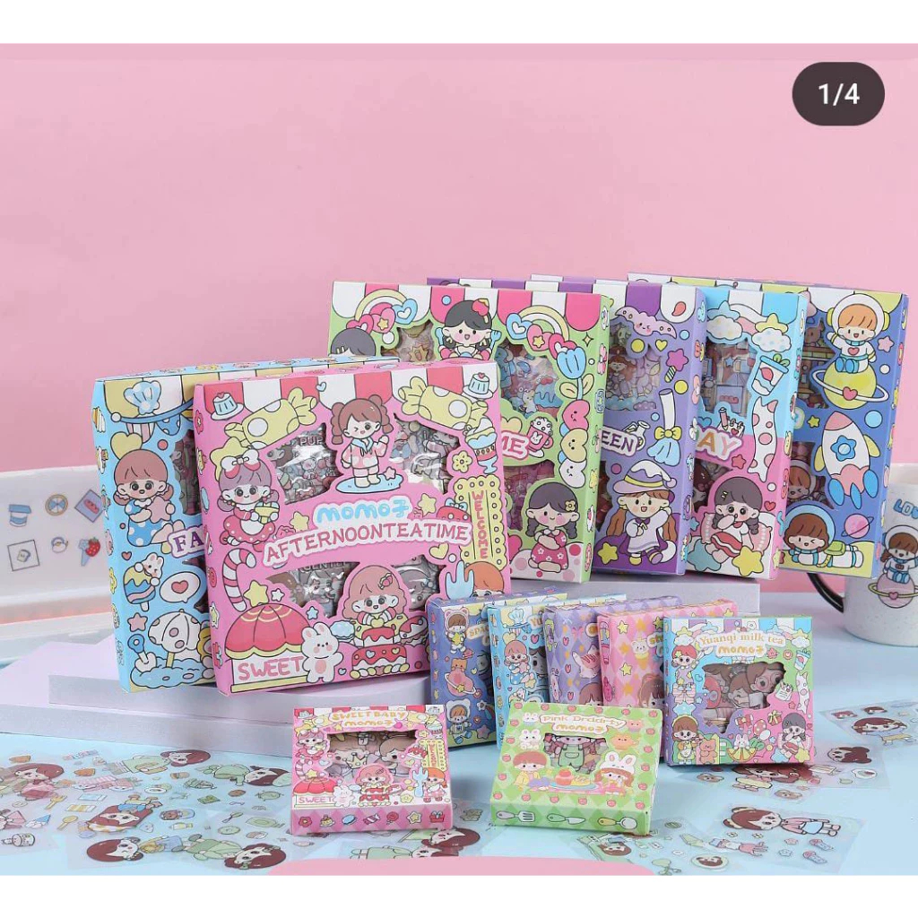 Sticker MOMO Waterproof Botol Minum Tumblr Kartun Viral Lucu Korea DIY/Stiker Aesthetic DIY Buku Dia