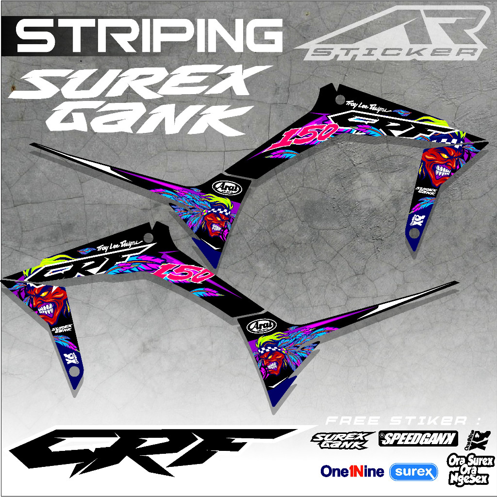 Stiker Striping CRF 150L Surex Style Supermoto Racing Keren Sticker CRF Variasi Motif Arai Russel