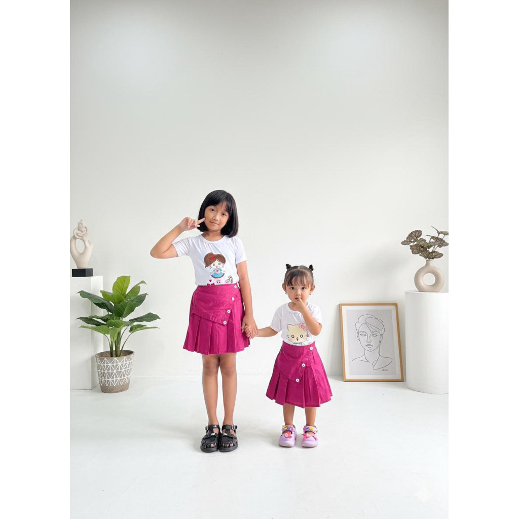 HaeraCollection Rok rempel kancing depan anak perempuan lucu