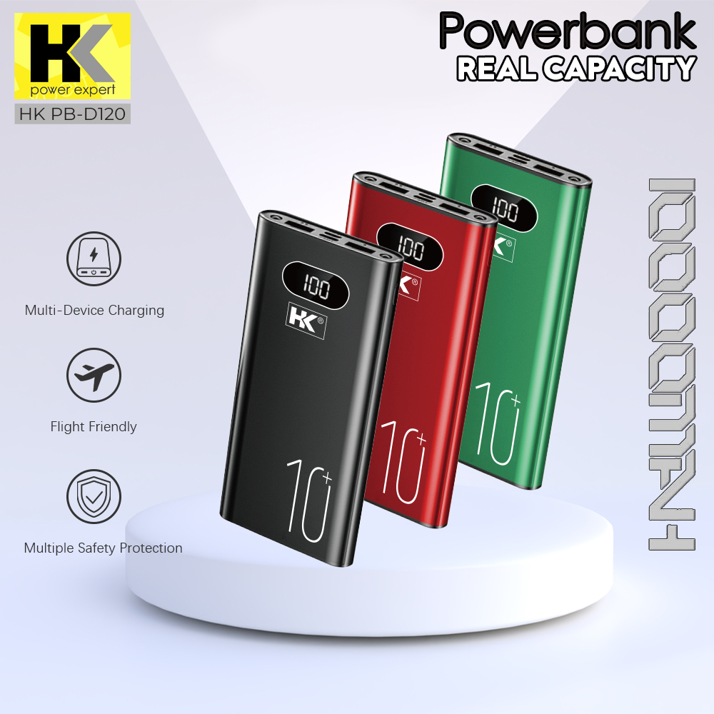 Original HK D120 Powerbank 10000mah Dual Input Fast Charge Dual Lighting + Led Indicator