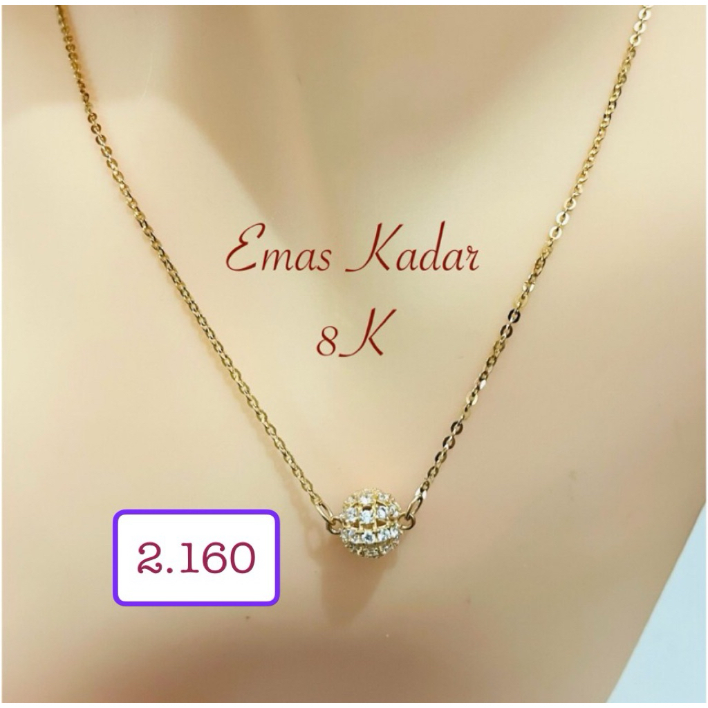 KALUNG BOLA EMAS BATU PUTIH 2.16 GRAM KADAR 8K