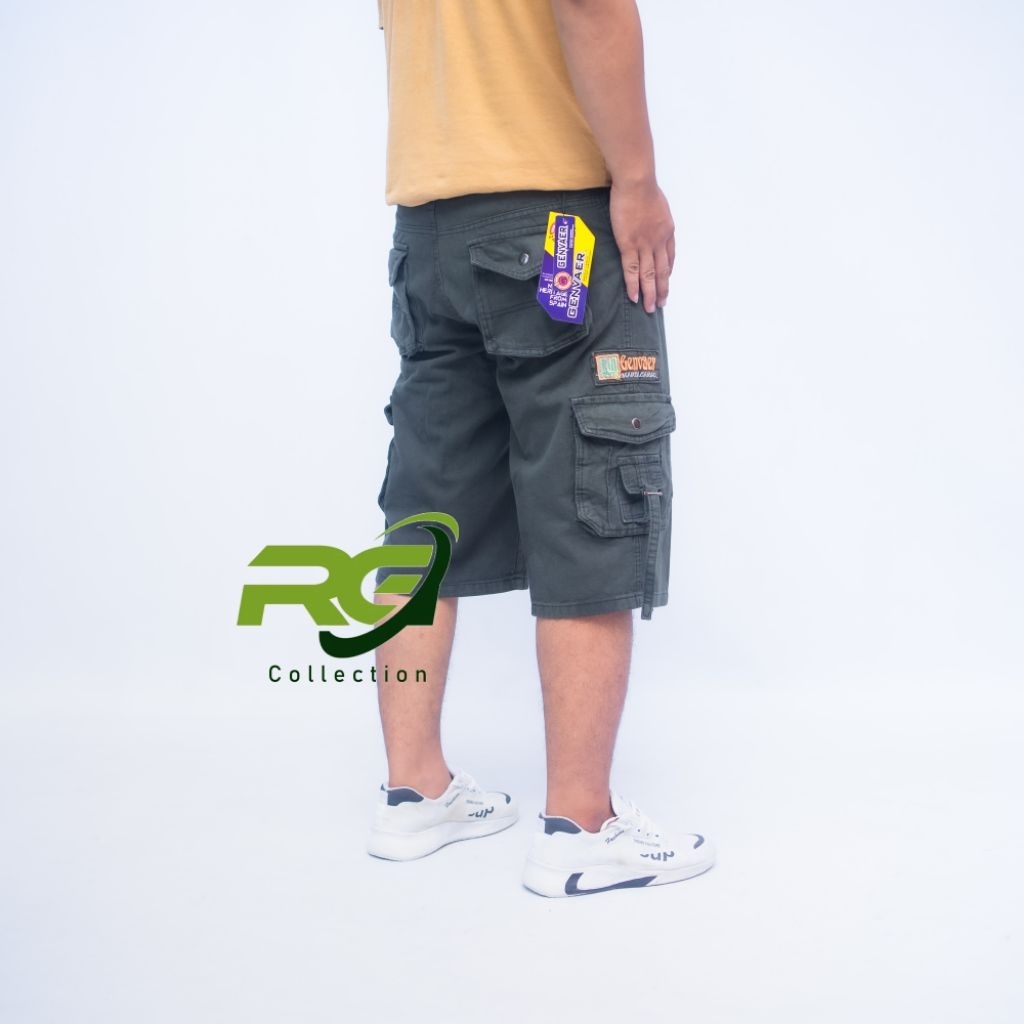 Celana Cargo Pria Pendek Bahan Semi Jeans Model Kempol Gunung Size 27-38 Big Size Jumbo