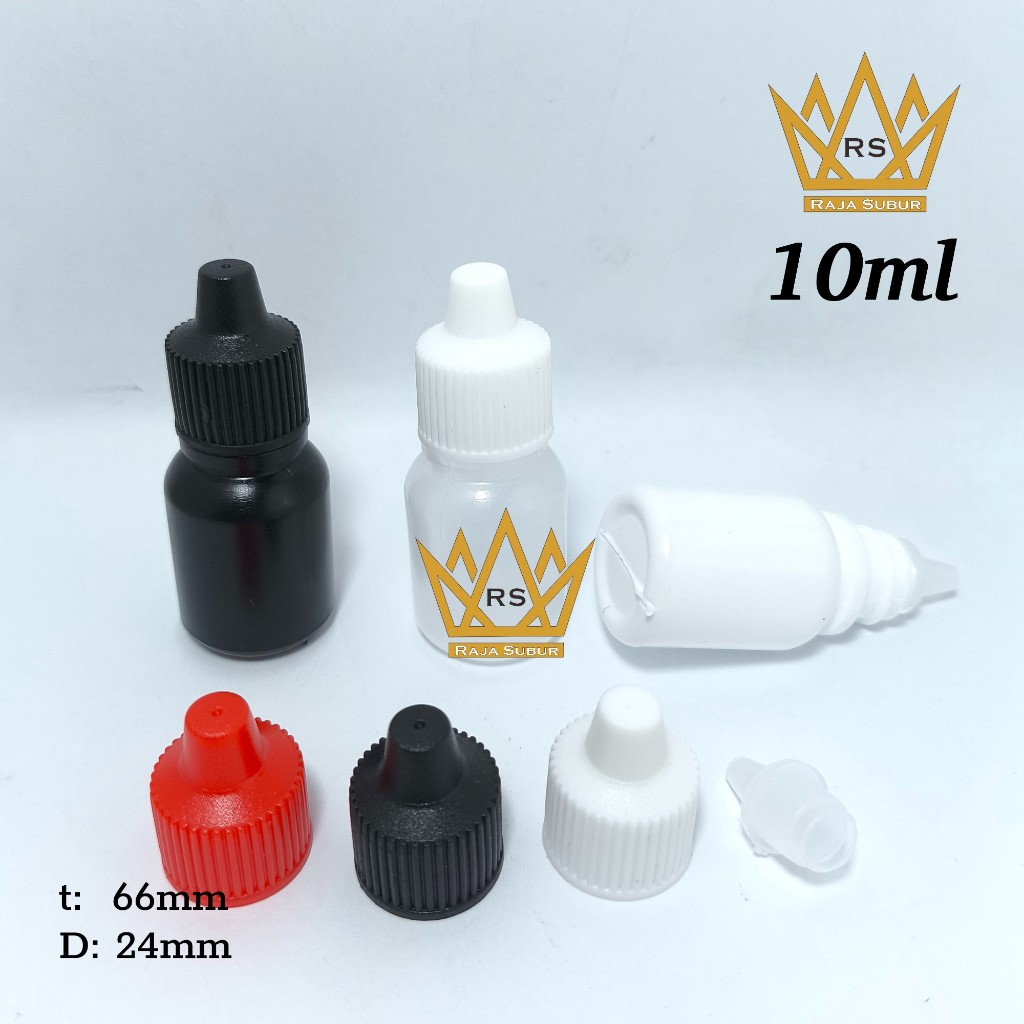 isi 10pcs - CC BOTOL TETES 10 ml LUBANG POLOS plastik 10ml putih natural hitam
