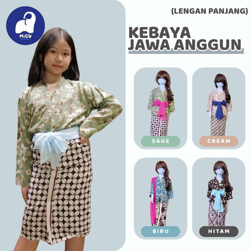 MIGU KEBAYA ANGGUN JAWA BALI MOTIF BUNGA KATUN JEPANG LENGAN PANJANG BUAT HIJAB MUSLIM KUTUBARU KART