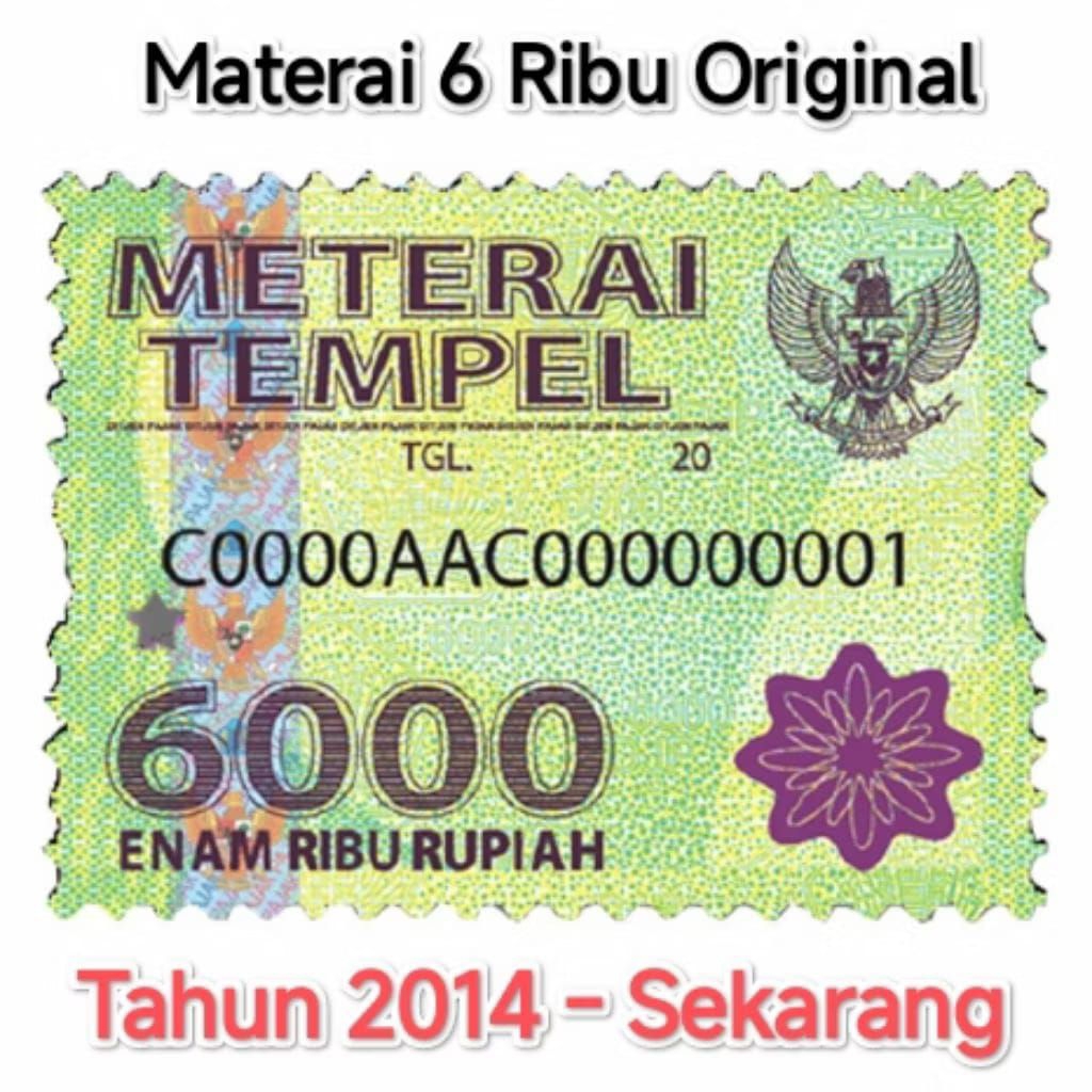 M3T3RAI Meterai 6000 Enam Ribu Materai 6 Ribu Tempel Asli