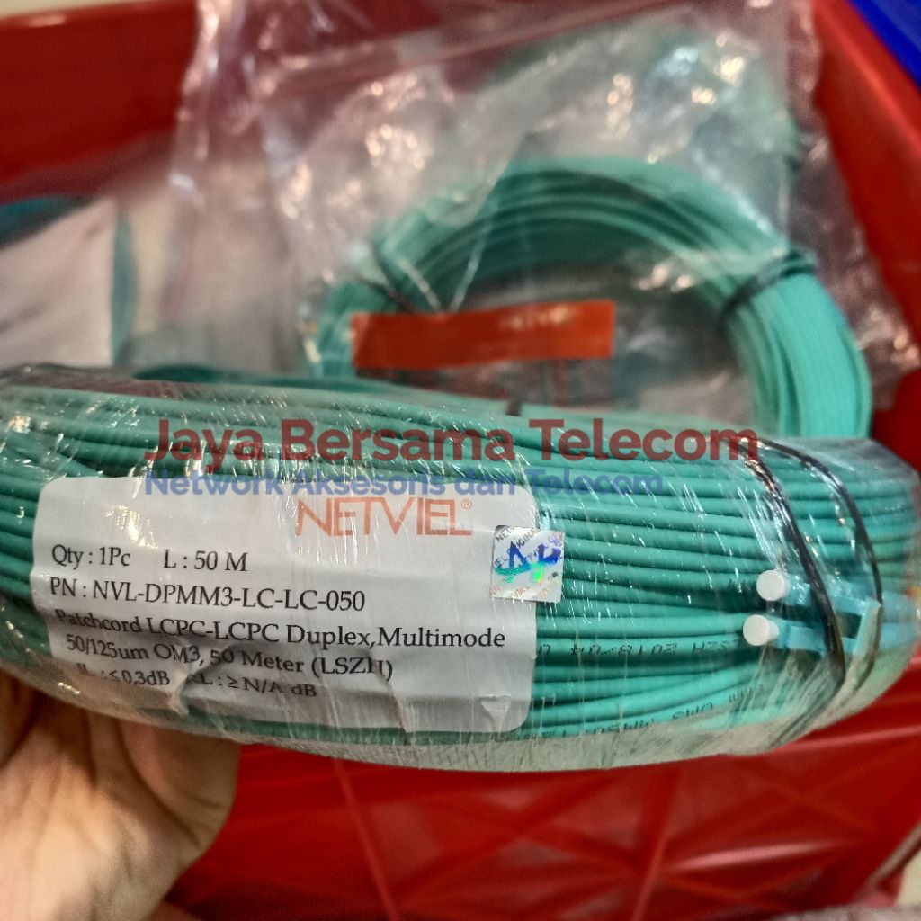 NETVIEL Patch Cord FO LC-LC Duplex OM3 Multimode LSZH Kabel 3mm 50Meter NVL-DPMM3-LC-LC-050 Patch Co