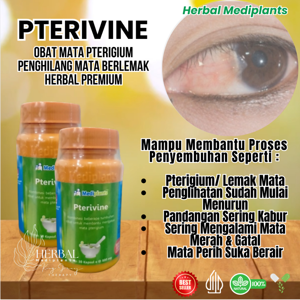 Mediplants Pterivine - Obat Mata Pterigium - Herbal Lemak Mata Paling Ampuh - Original