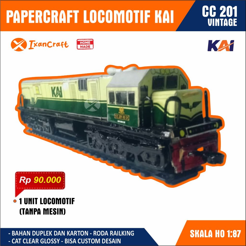Papercraft lokomotif CC201 VINTAGE (TANPA MESIN)