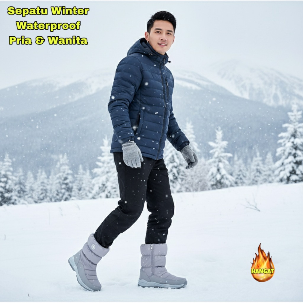Sepatu winter boots snow boots musim dingin salju waterproof pria wanita