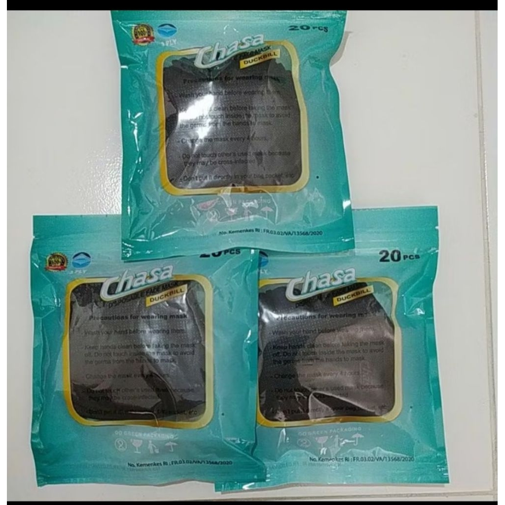 Masker duckbill Chasa EMBOS Dewasa earloop 20pcs/premium Quality-KEMENKES