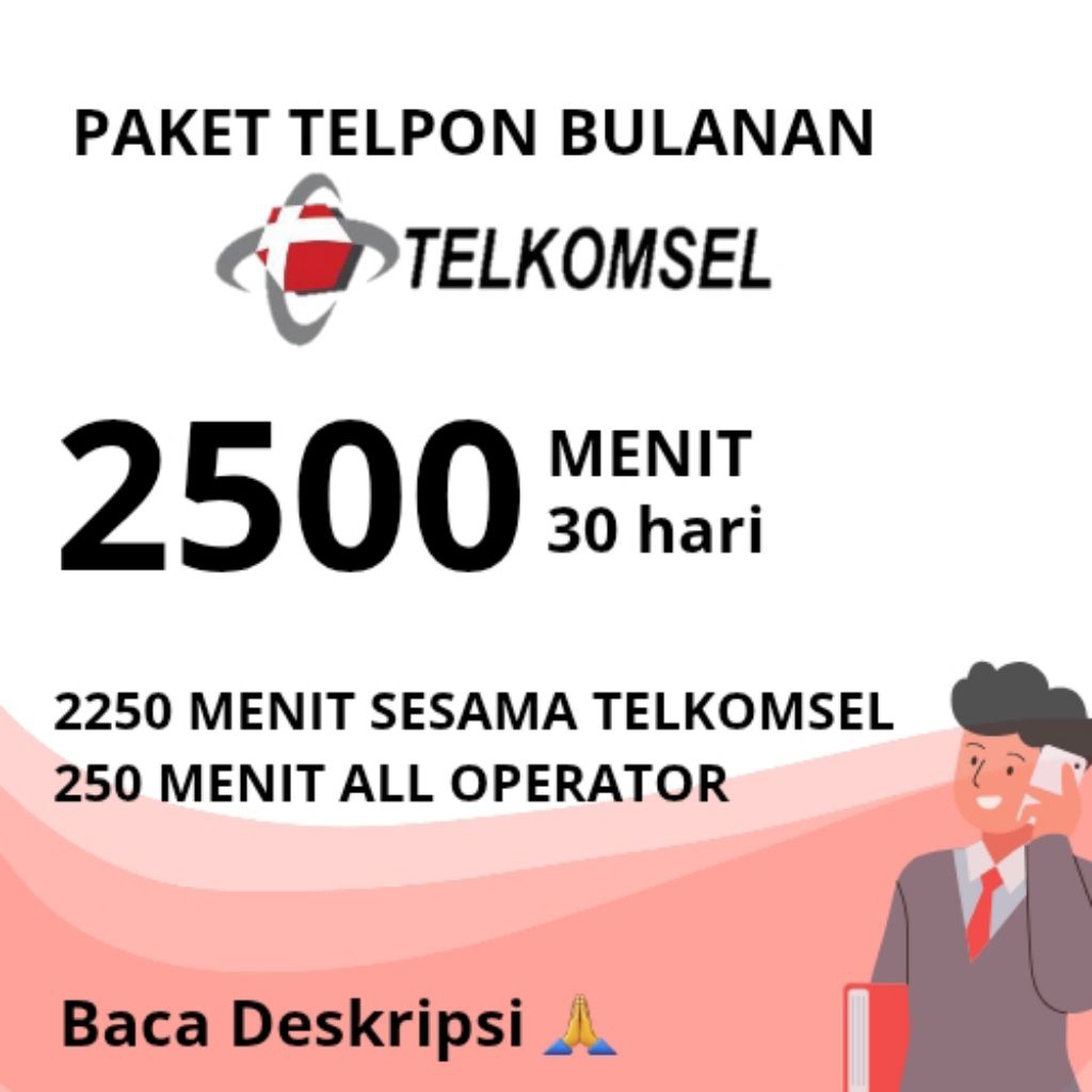 Paket Telpon Bulanan Telkomsel 2.500 menit / 30 hari