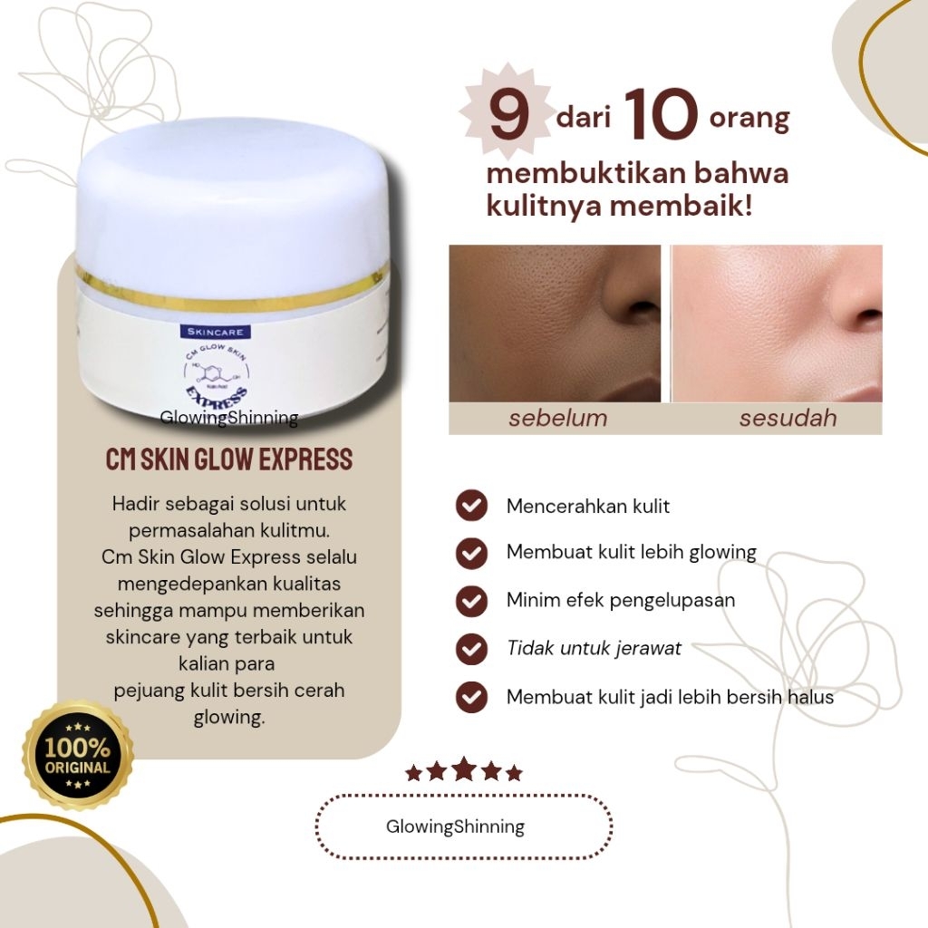 Cm Glow skin express Original, night glow express, krim malam glowing