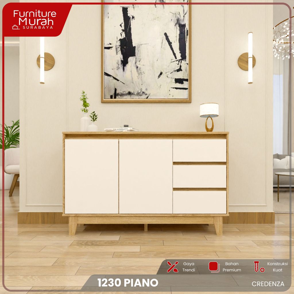 Furniture Murah Surabaya - Trenz Furniture - Credenza 1230 Piano Nakas Buffet Penyimpanan Kabinet Mi