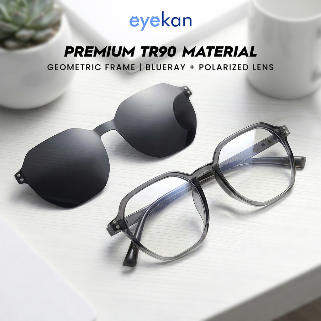 Eyekan Kacamata Clip On Anti Radiasi Minus Anti Bluelight Photocromic Bluecromic Bahan TR90 Ringan F