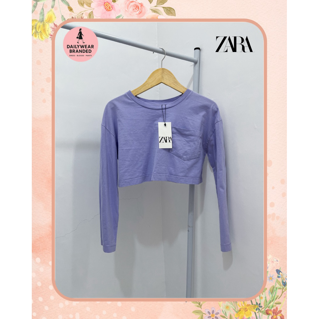 ZARA ORIGINAL Crop Long Sleeve in Lilac Lengan Panjang Crop Top