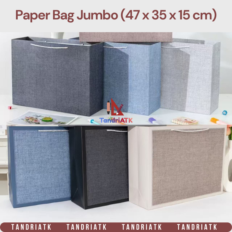 Paper Bag Tali Besar Premium 47×35×15 cm | Tas Kado Tebal Elegan | Gift Bag Jumbo Tali Rope | Motif 
