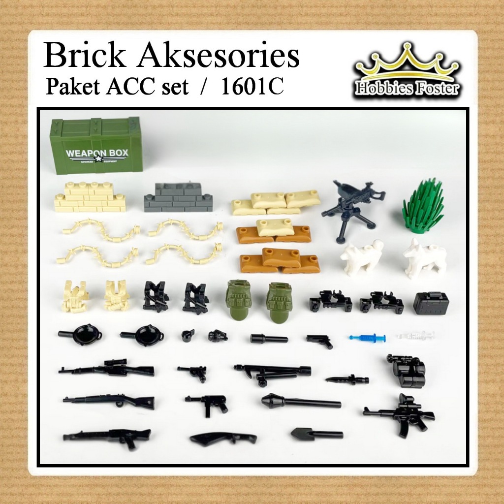 HF Brick AKSESORIS Figure Equipment Mainan Miniatur Perlengkapan Tentara Perang - Paket 1601C