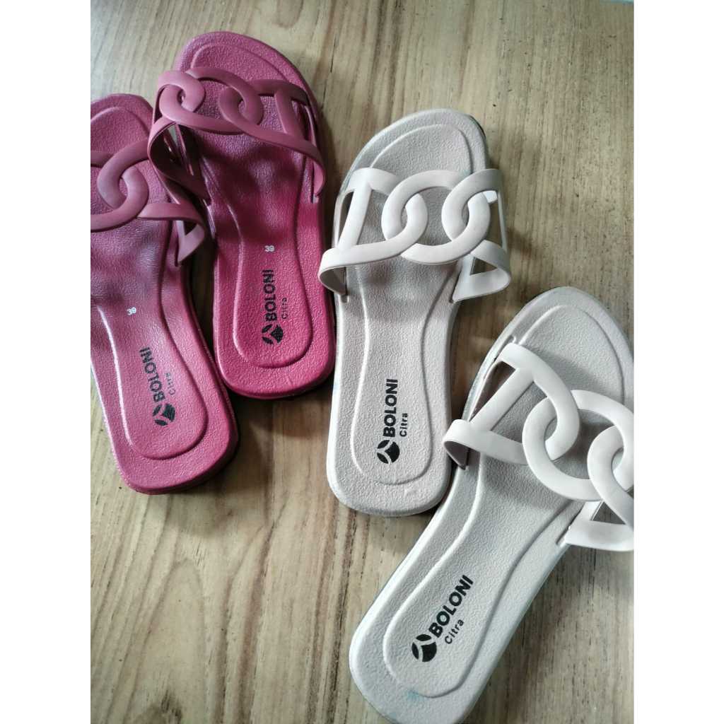 Sandal Boloni slop Wanita circle / sandal slip on Boloni wanita