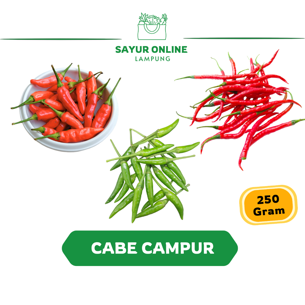 Cabe Setan,Cabe Merah Keriting ,Cabe Rawit Paket 250gr - Sayur Online Lampung