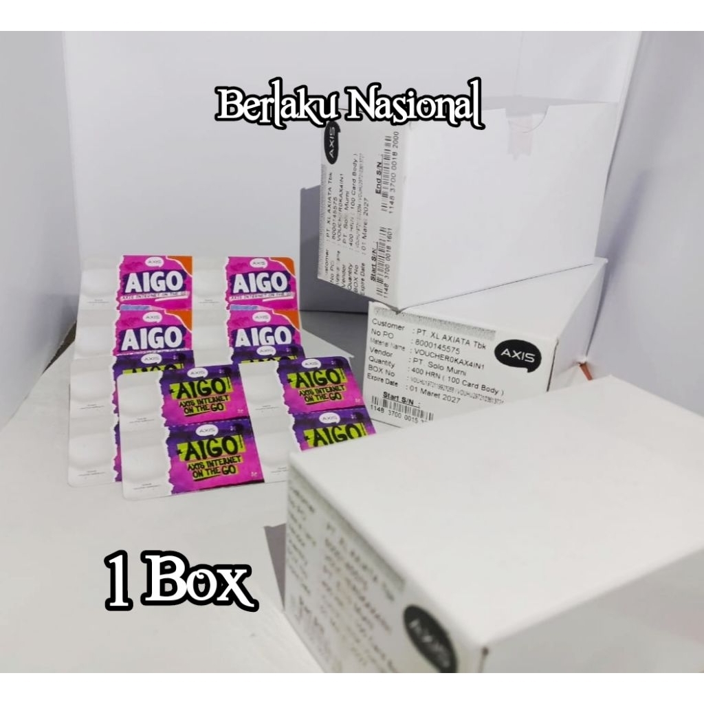 Voucher Kosong Axis Bahan Injek Kuota Data 1 Box ( 400 SN )