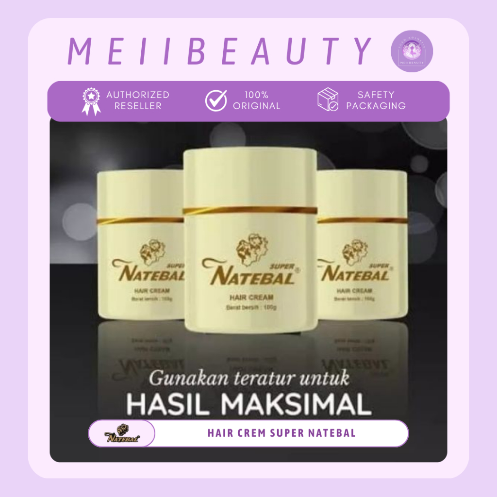 Natebal Hair Cream 100gr - Penghitam Rambut Uban Alami , Menyuburkan Rambut - Krim Rambut