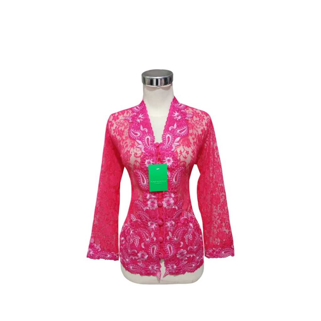 Kebaya Brokat Bordir Warna Pink Fanta 815 Lengan Panjang