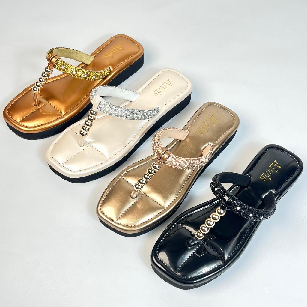Alwisshoes - CHIKA Sandal Wedges Jepit Wanita Premium Tinggi 3cm Sendal Cewek Kasual Kekinian Karet 