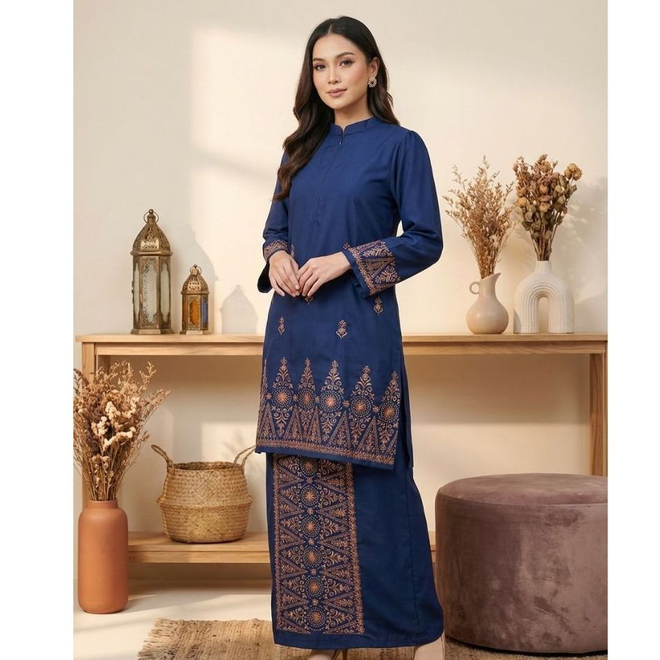 Setelan Tunik Melayu Bordir / One Set Tunik Melayu Bordir Bahan Toyobo