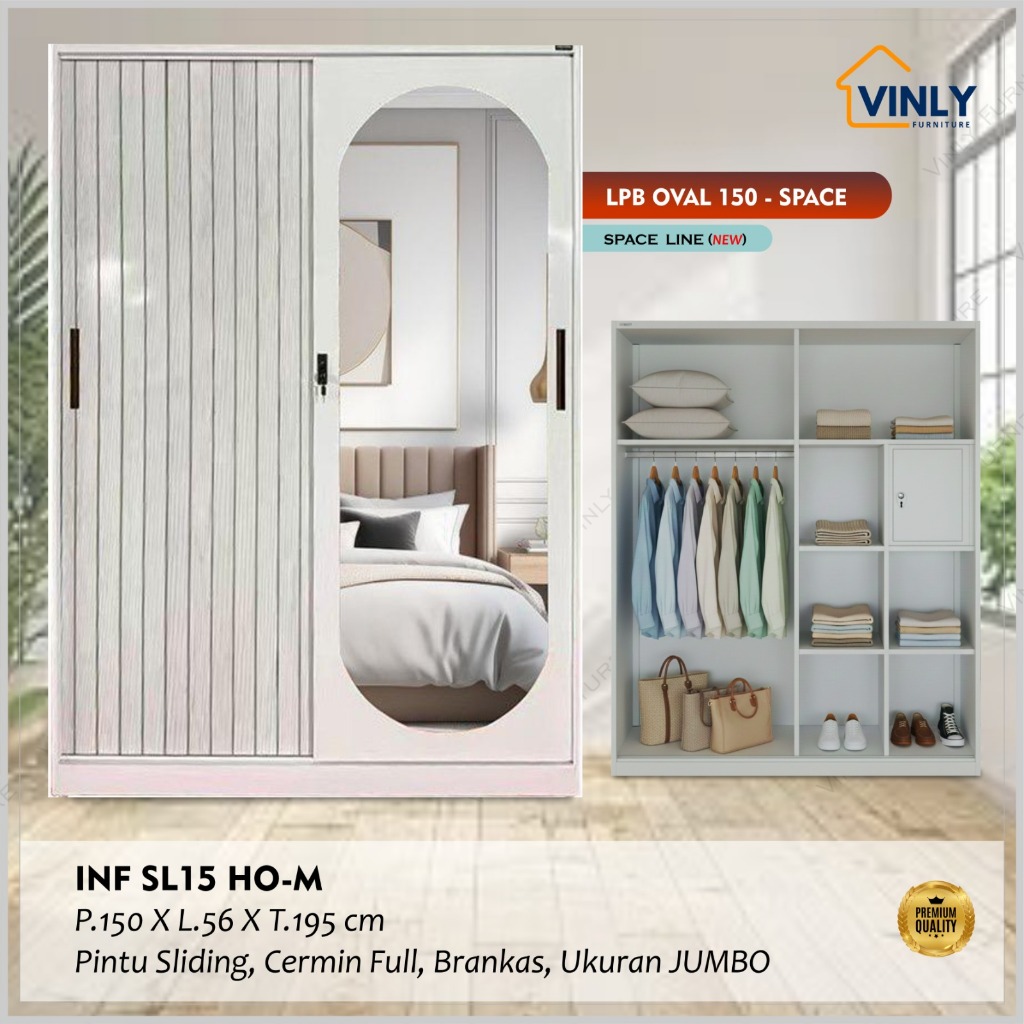 Lemari / Lemari Pakaian Besi / Lemari Pakaian Besi 2 Pintu SLIDING JUMBO