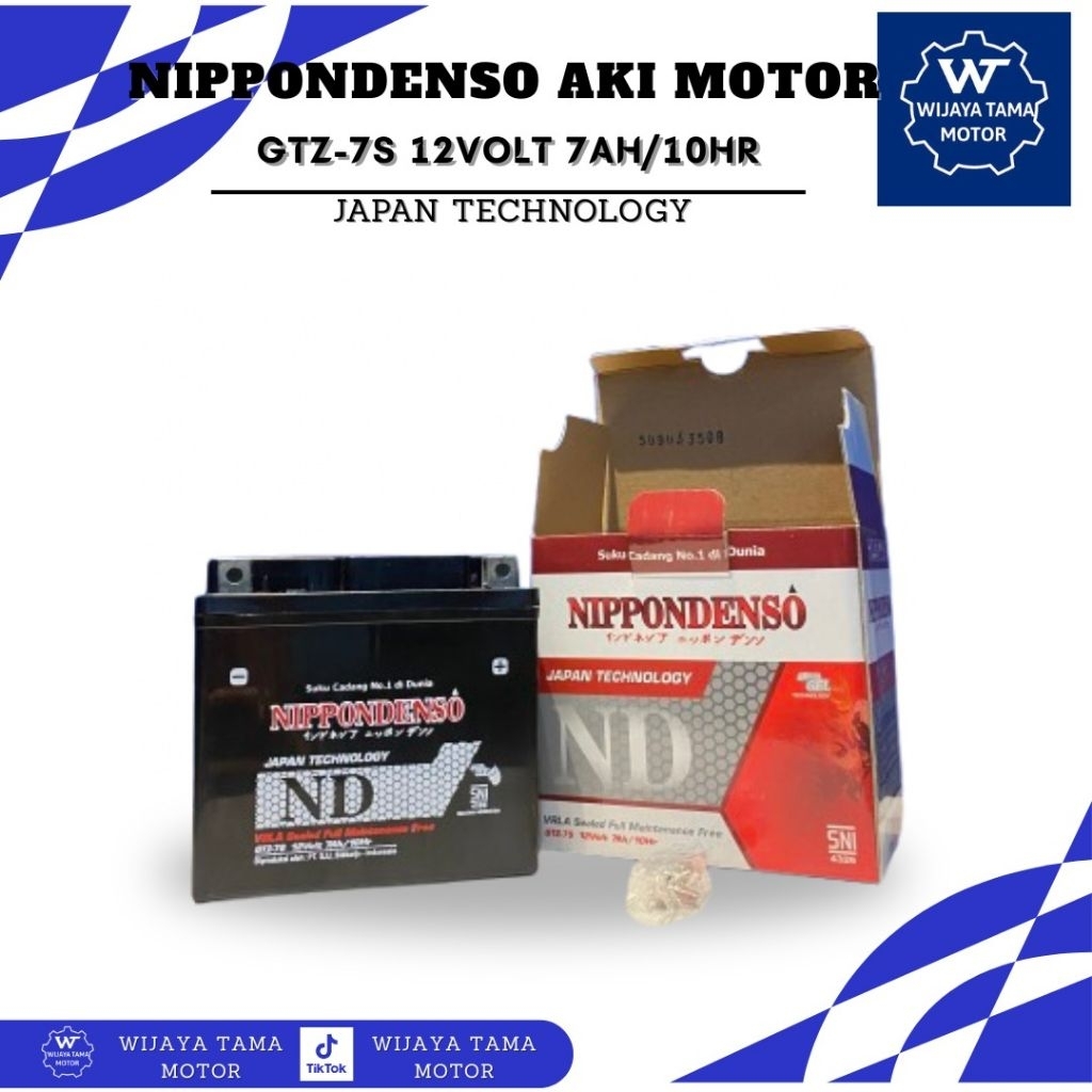 AKI MOTOR | AKI MOTOR KERING NIPPONDENSO GTZ-7S | ACCU KERING MOTOR VARIO, PCX, AEROX, KAWASAKI | AK