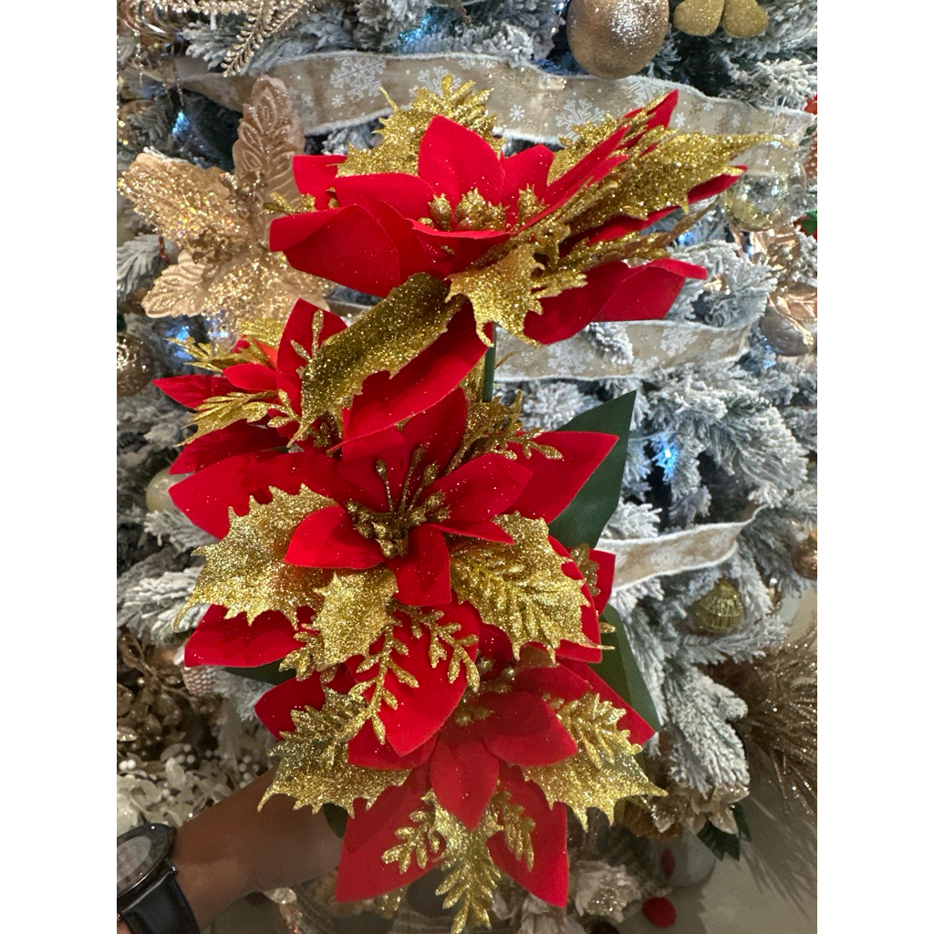 Bunga Katsuba Merah gold glitter