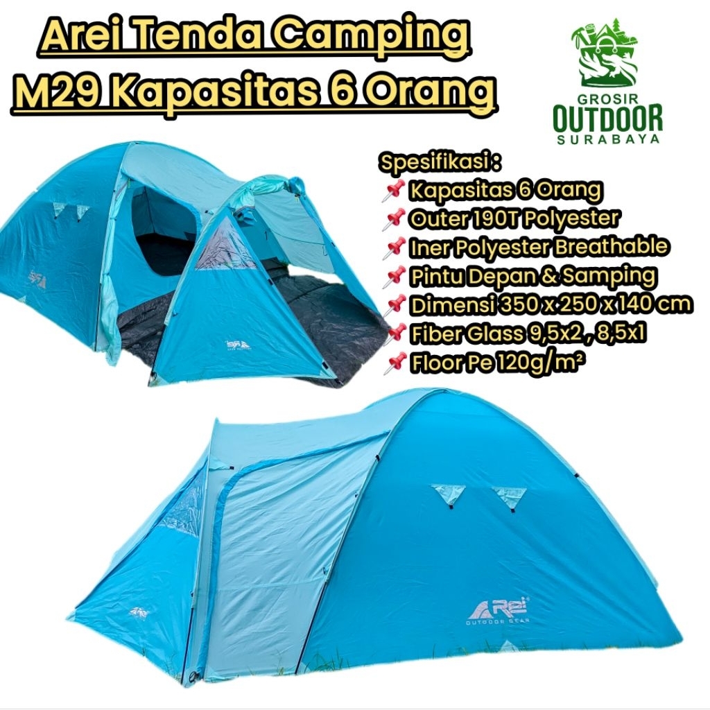 Arei Tenda M29 / Tenda T001 Tenda Camping Kapasitas 6 Orang Anti Air anti Uv waterproof
