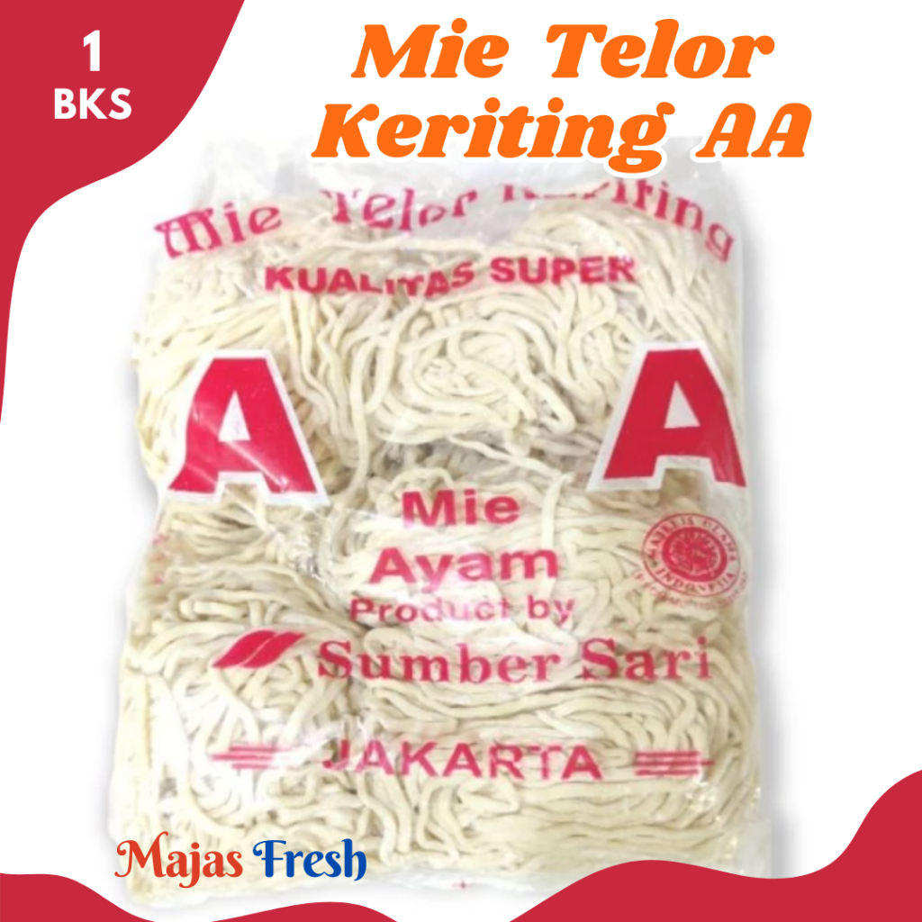 MIE AYAM TELUR KERITING AA Mentah - Mi Telor Keriting Bakmi Ayam AA Sumber Sari | 500gr [ Harga Per 