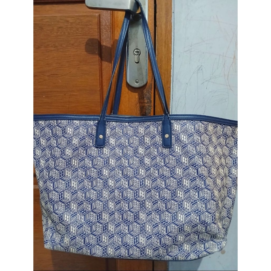 Tas Wanita Gobelini Tote Bag Preloved Original Motif Biru Putih